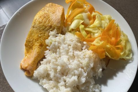 Cliquez pour zoomer ! Saumon sauce curry et tagliatelles de légumes Thermomix par Didou68