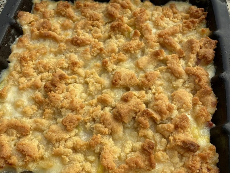 Cliquez pour zoomer ! Crumble courgettes, chèvre et lardons Thermomix par Vnairobi