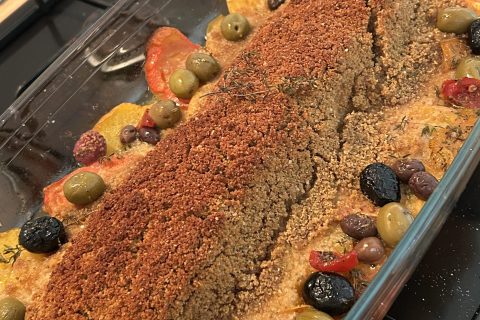Cliquez pour zoomer ! Cabillaud en croûte d’olives vertes Thermomix par gabzdu74