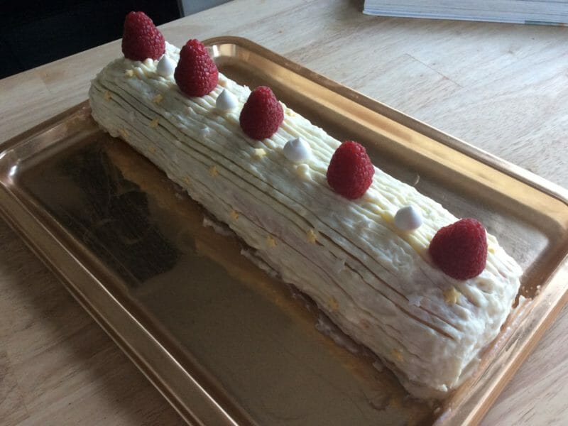 Cliquez pour zoomer ! Bûche de Noël framboises et chocolat blanc Thermomix par Natfly