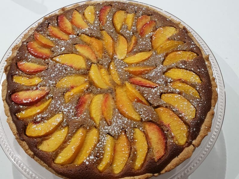Cliquez pour zoomer ! Tarte aux pêches jaunes et pistache Thermomix par Julie_33