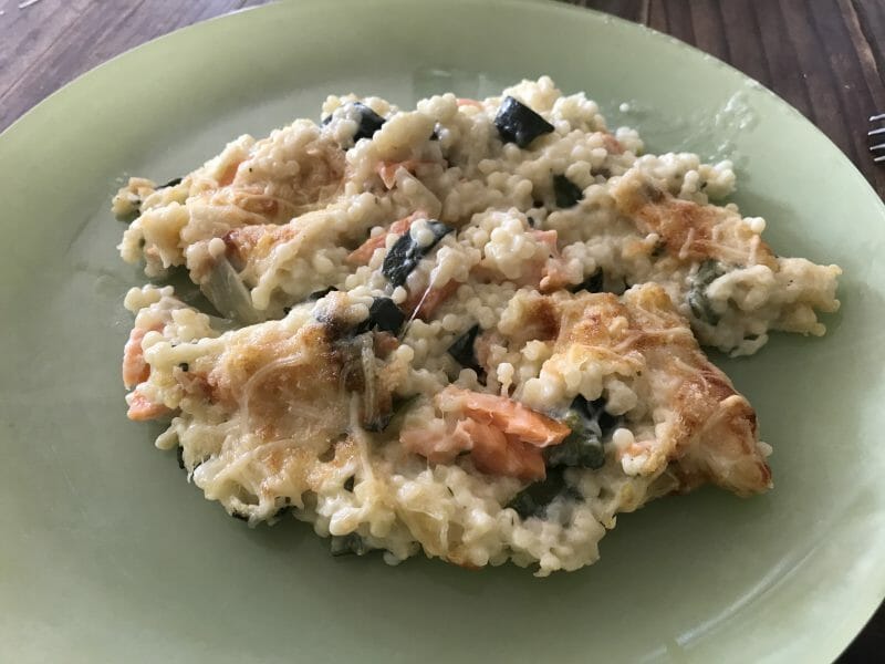 Cliquez pour zoomer ! Gratin de perles, saumon et courgettes Thermomix par balelle