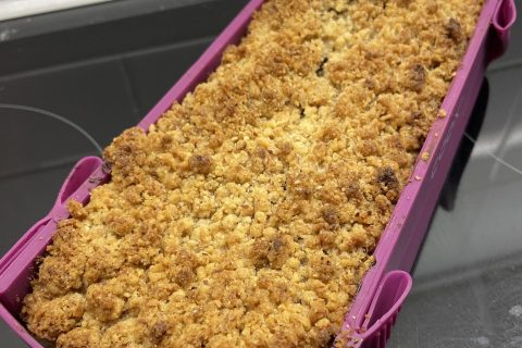 Cliquez pour zoomer ! Crumb cake poires et chocolat Thermomix par Ankou92