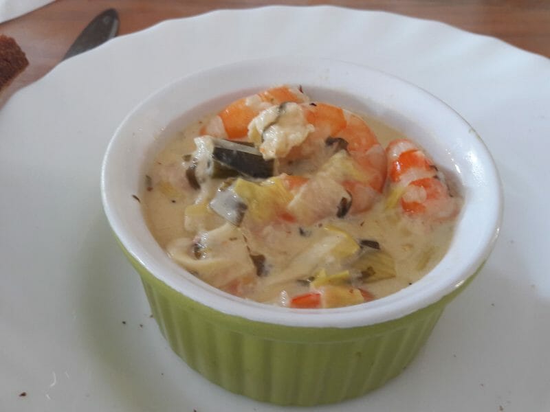 Cliquez pour zoomer ! Crevettes roses aux poireaux Thermomix par GuilLulu