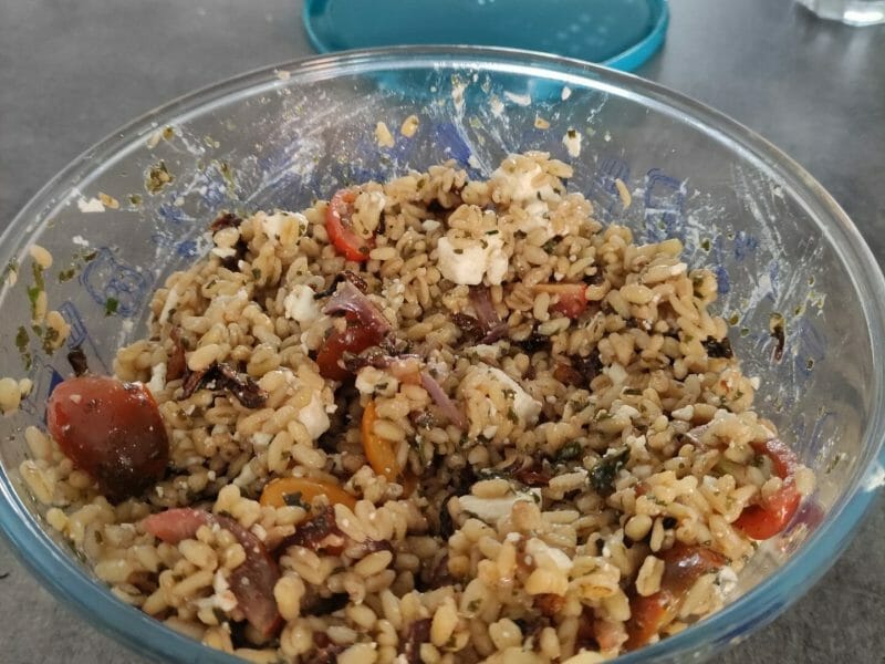 Cliquez pour zoomer ! Salade d’ebly, oignon caramélisé & mozzarella Thermomix par gguillau