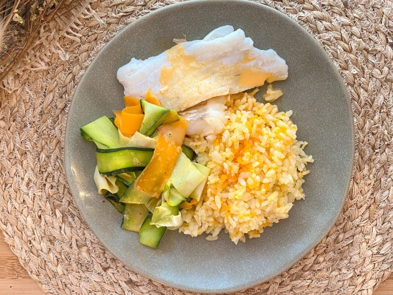 Cliquez pour zoomer ! Saumon sauce curry et tagliatelles de légumes Thermomix par EffyFR