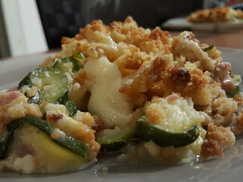 Cliquez pour zoomer ! Crumble courgettes, chèvre et lardons Thermomix par GwenChoux