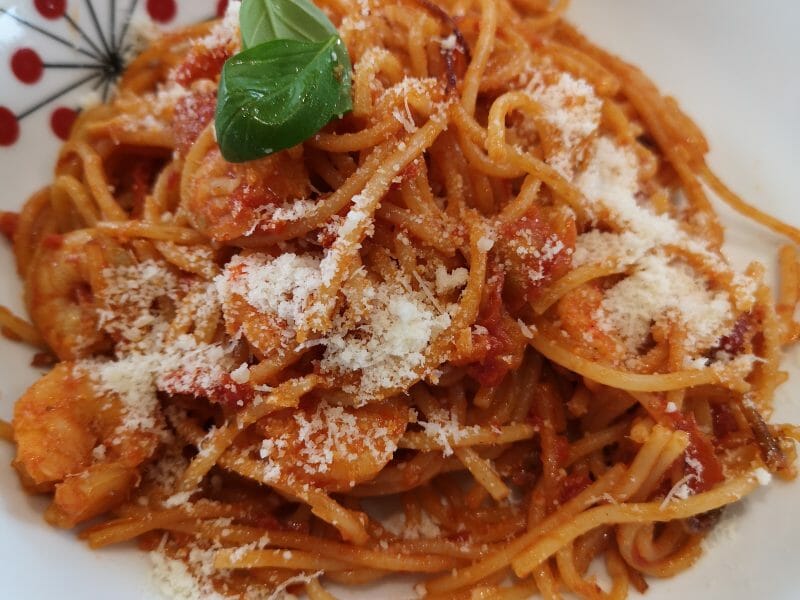 Cliquez pour zoomer ! Spaghettis aux crevettes et à l’ail Thermomix par Liolecuisto