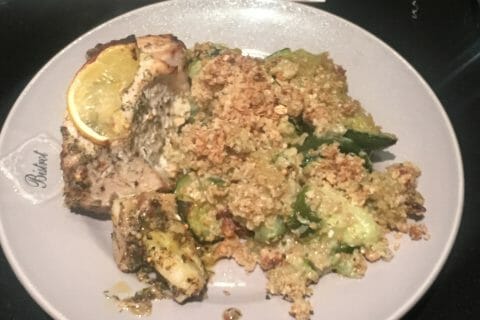 Cliquez pour zoomer ! Crumble courgettes, basilic et parmesan au Thermomix