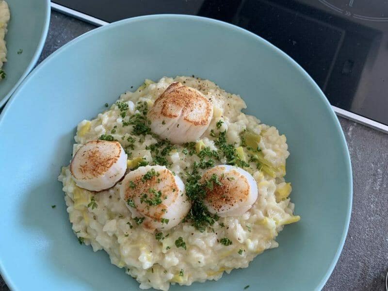 Risotto aux Saint Jacques et poireaux au Thermomix - Cookomix