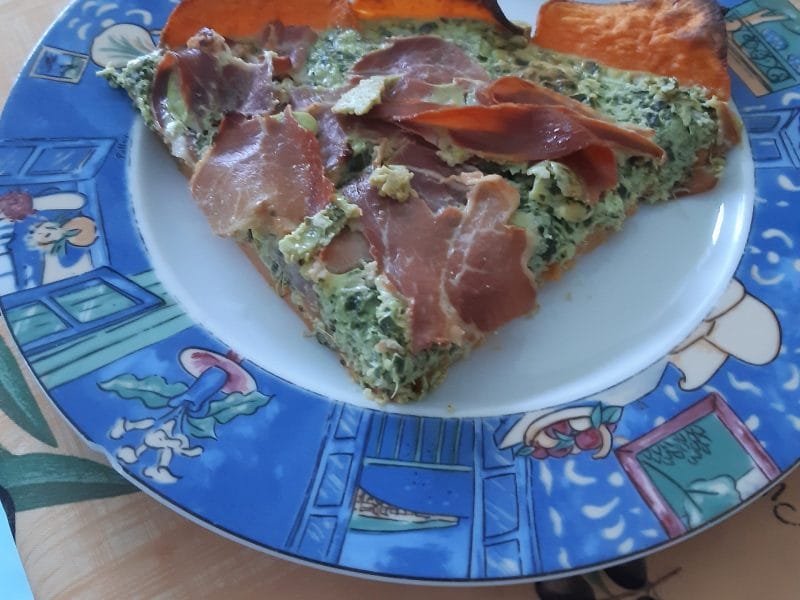 Cliquez pour zoomer ! Quiche à la patate douce, feta et jambon cru Thermomix par PatDomi