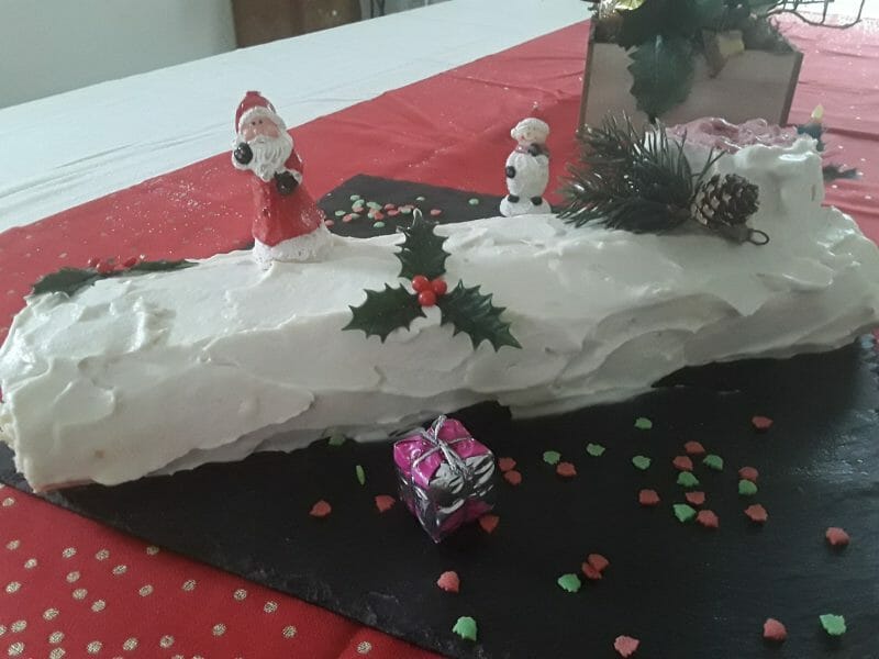 Cliquez pour zoomer ! Bûche de Noël framboises et chocolat blanc Thermomix par Malain