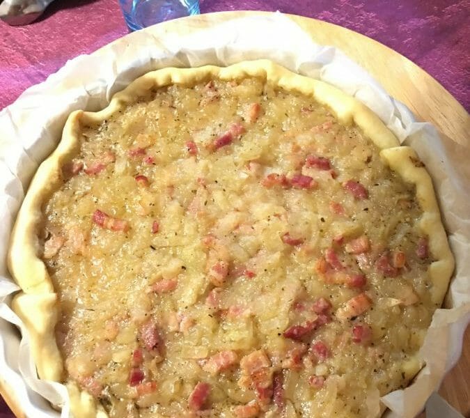 Cliquez pour zoomer ! Tarte aux oignons, lardons et moutarde douce Thermomix par Maglac