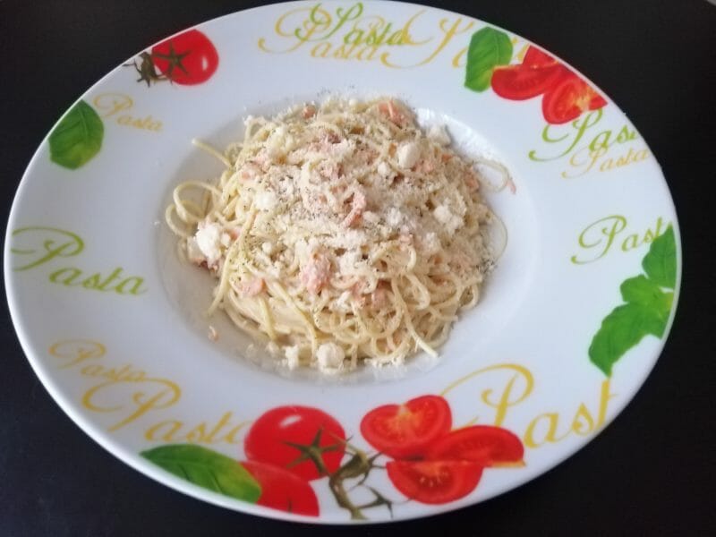 Spaghettis au saumon fumé au Thermomix Cookomix