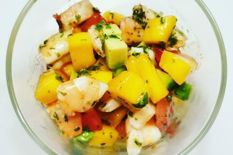 Cliquez pour zoomer ! Ceviche de crevettes, mangue, avocat Thermomix par alexplumett