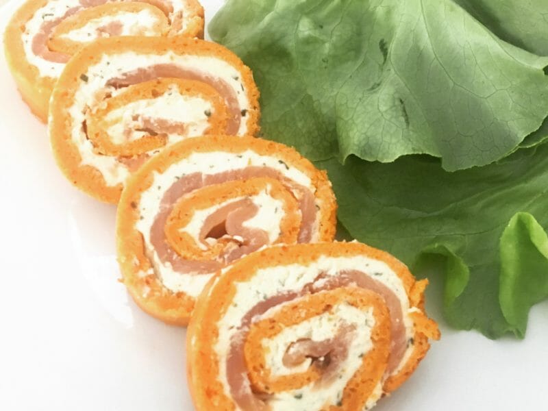 Cliquez pour zoomer ! Roulé à la tomate, saumon et fromage Thermomix par Florette