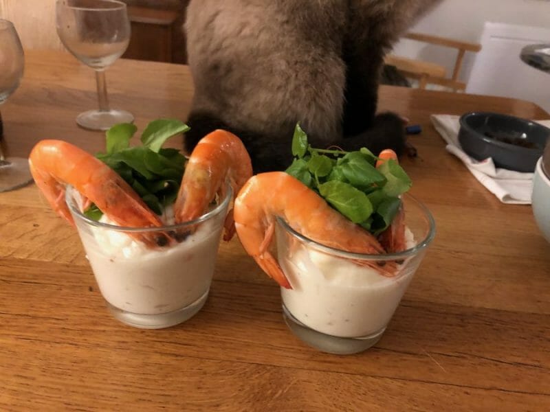 Cliquez pour zoomer ! Verrine de mousse de chou-fleur et crevettes Thermomix par Flow83