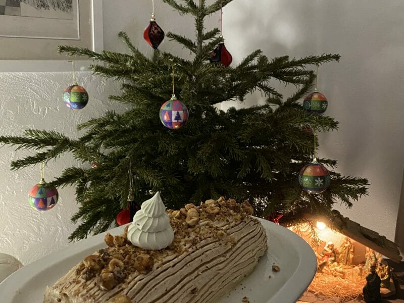 Cliquez pour zoomer ! Bûche pralinée aux éclats de noisettes caramélisés Thermomix par CLau