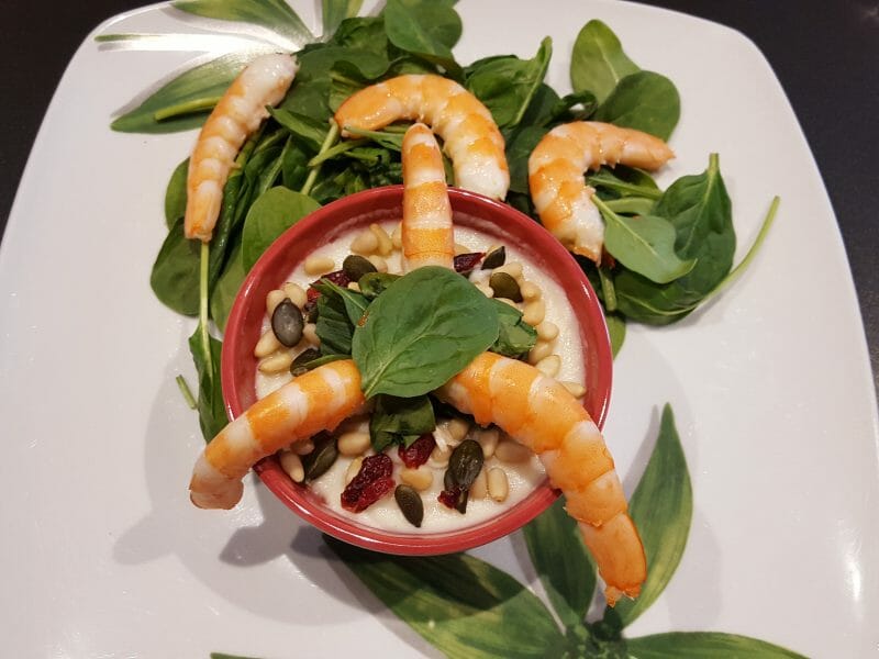 Cliquez pour zoomer ! Verrine de mousse de chou-fleur et crevettes Thermomix par Elo36