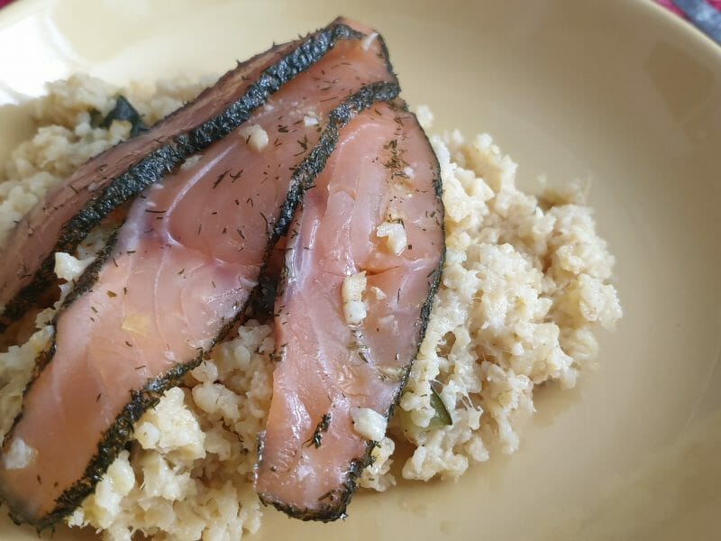 Cliquez pour zoomer ! Risotto de quinoa, courgettes et saumon Thermomix par Titelle 974