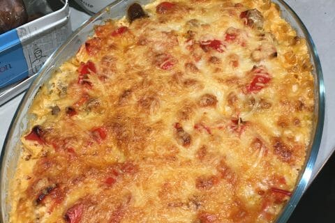 Cliquez pour zoomer ! Gratin de torsades aux merguez Thermomix par caro8375