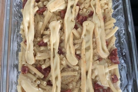 Cliquez pour zoomer ! Gratin de macaroni reblochon et chorizo Thermomix par Mel1711