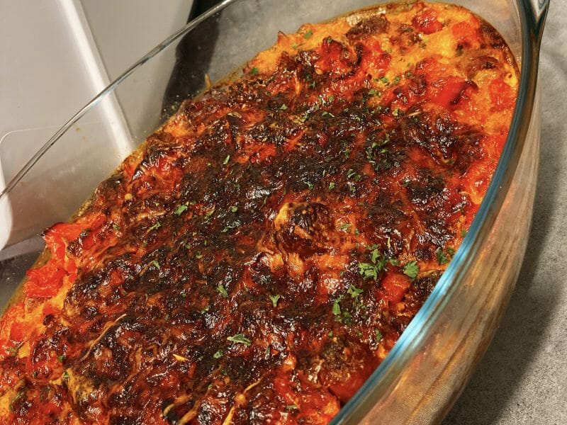 Cliquez pour zoomer ! Gratin de torsades aux merguez Thermomix par Stefanoide