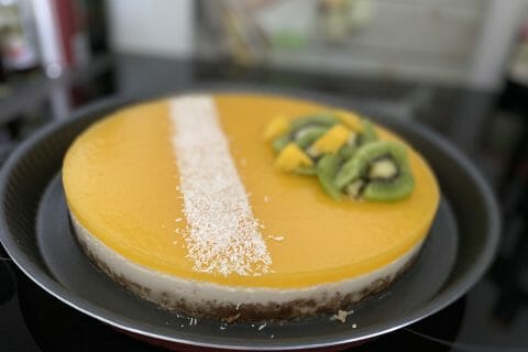 Cliquez pour zoomer ! Panna cotta citron sur sablé spéculoos et miroir de mangue Thermomix par anthoa