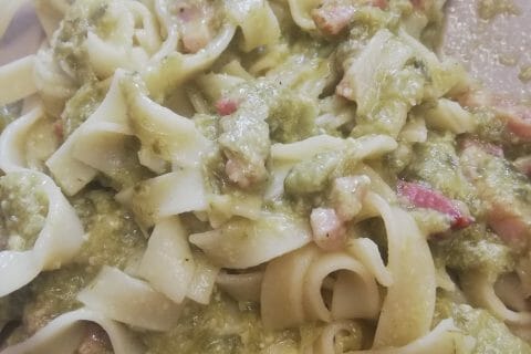 Cliquez pour zoomer ! Tagliatelles à la crème de poireaux au Thermomix