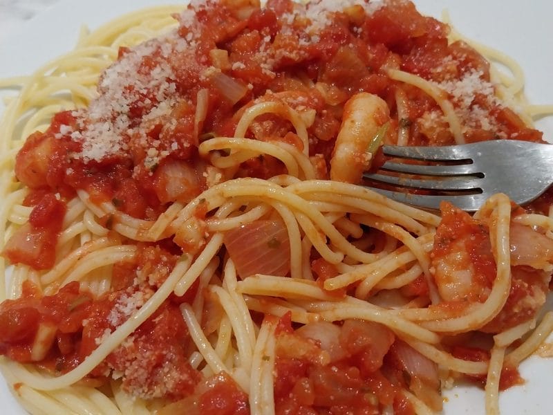 Cliquez pour zoomer ! Spaghettis aux crevettes et à l’ail Thermomix par Janna66