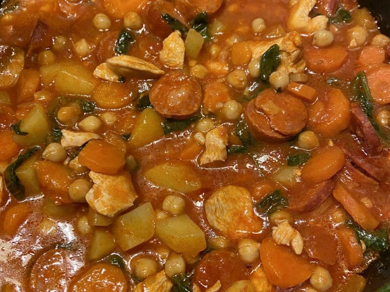 Cliquez pour zoomer ! Ragoût de pois chiches au chorizo et épinards Thermomix par Pouet95
