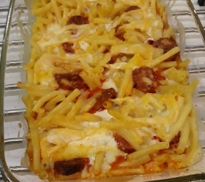 Cliquez pour zoomer ! Gratin de macaroni reblochon et chorizo Thermomix par Emeline Durand
