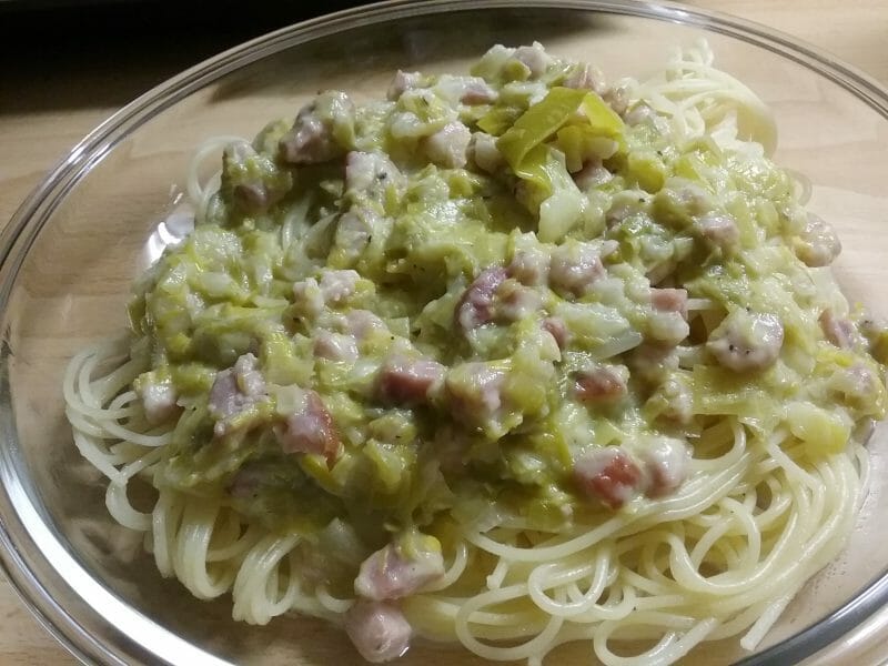 Cliquez pour zoomer ! Tagliatelles à la crème de poireaux Thermomix par Isa29270