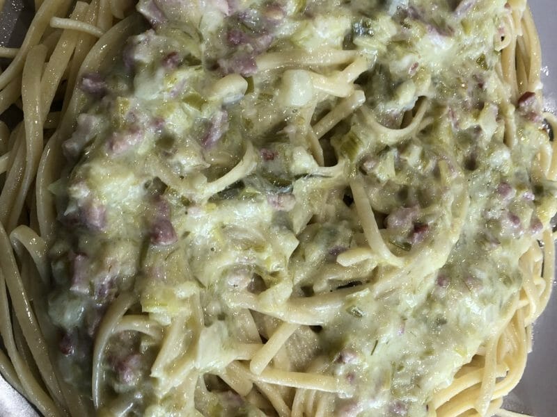 Cliquez pour zoomer ! Tagliatelles à la crème de poireaux Thermomix par maksomali