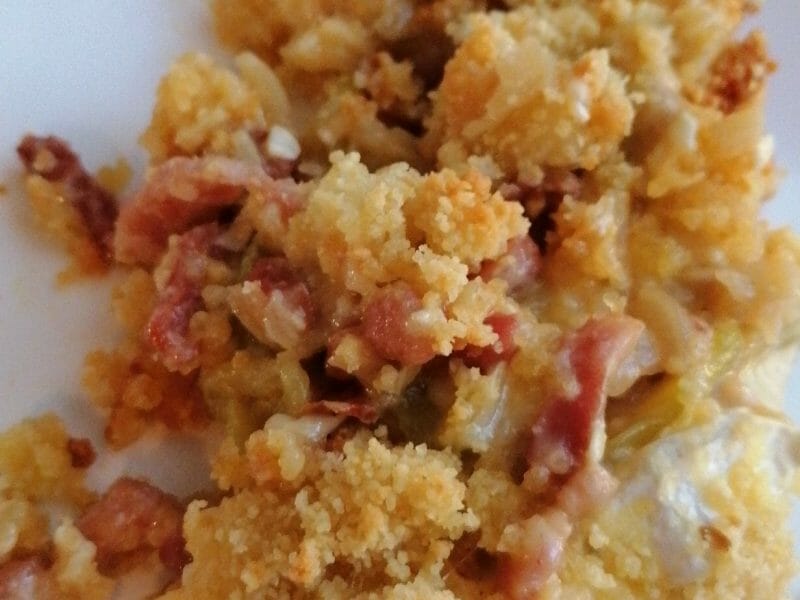 Cliquez pour zoomer ! Crumble courgettes, chèvre et lardons Thermomix par Lauryta