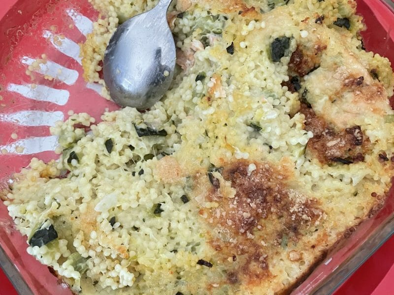 Cliquez pour zoomer ! Gratin de perles, saumon et courgettes Thermomix par lululya85