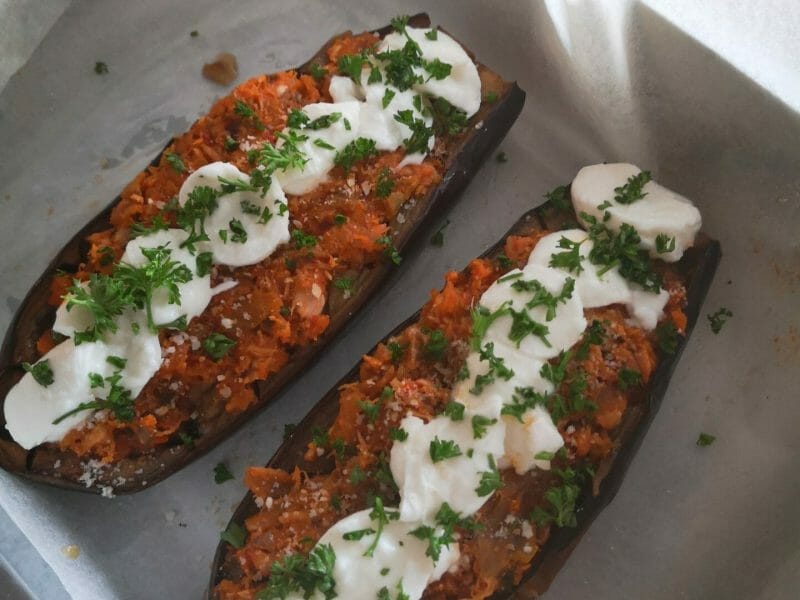 Cliquez pour zoomer ! Aubergines farcies au thon Thermomix par Caroline