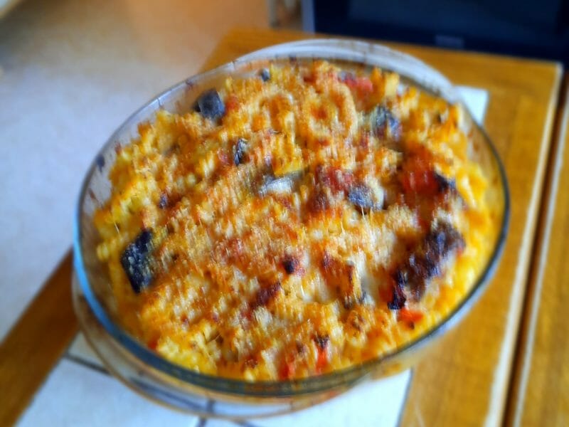 Cliquez pour zoomer ! Gratin de pâtes aux aubergines et tomates cerises Thermomix par Poutous d'Auvergne