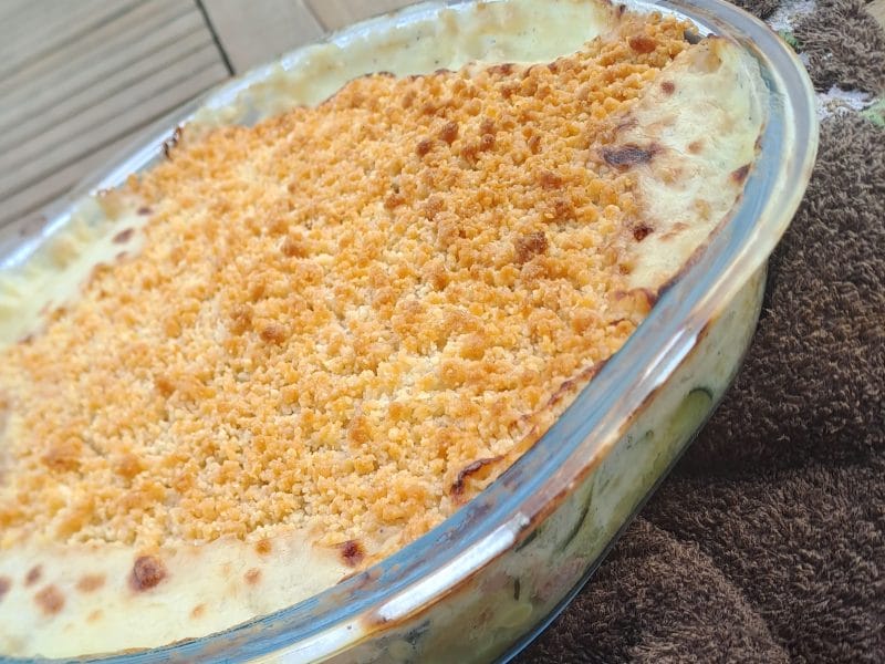 Cliquez pour zoomer ! Crumble courgettes, chèvre et lardons Thermomix par Armandine