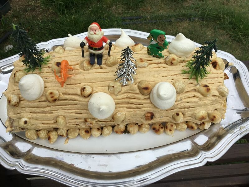 Cliquez pour zoomer ! Bûche pralinée aux éclats de noisettes caramélisés Thermomix par Chatna