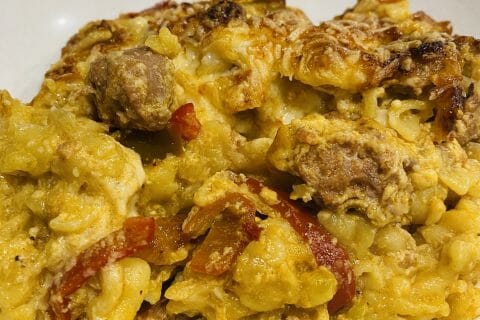 Cliquez pour zoomer ! Gratin de torsades aux merguez Thermomix par Sylvie