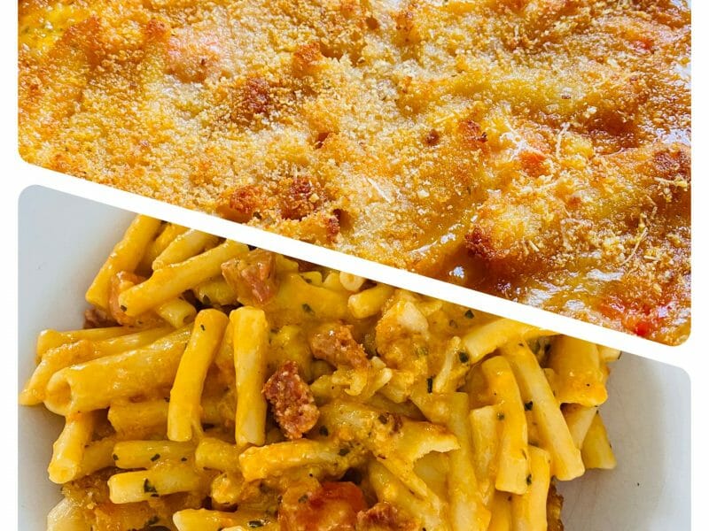 Cliquez pour zoomer ! Gratin de macaroni poivrons et chorizo Thermomix par Sylvie