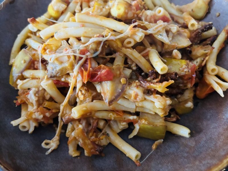 Cliquez pour zoomer ! Gratin de pâtes aux aubergines et tomates cerises Thermomix par Sylvie