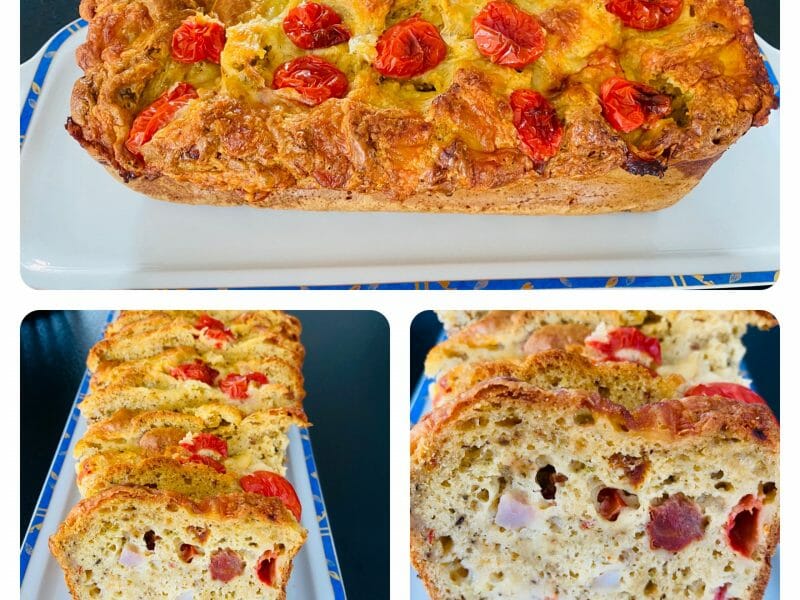 Cliquez pour zoomer ! Cake tomates mozzarella et lardons Thermomix par Sylvie