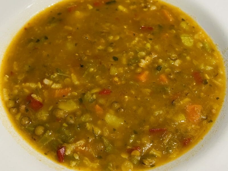 Cliquez pour zoomer ! Soupe de légumes aux lentilles et au riz Thermomix par Sylvie