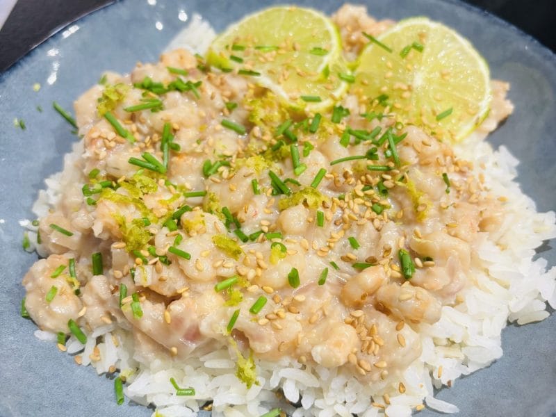 Cliquez pour zoomer ! Crevettes miel sésame au lait de coco Thermomix par Sylvie