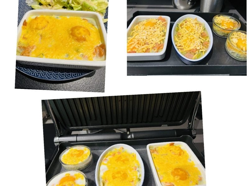 Cliquez pour zoomer ! Oeufs cocotte poireaux et saumon fumé Thermomix par Sylvie