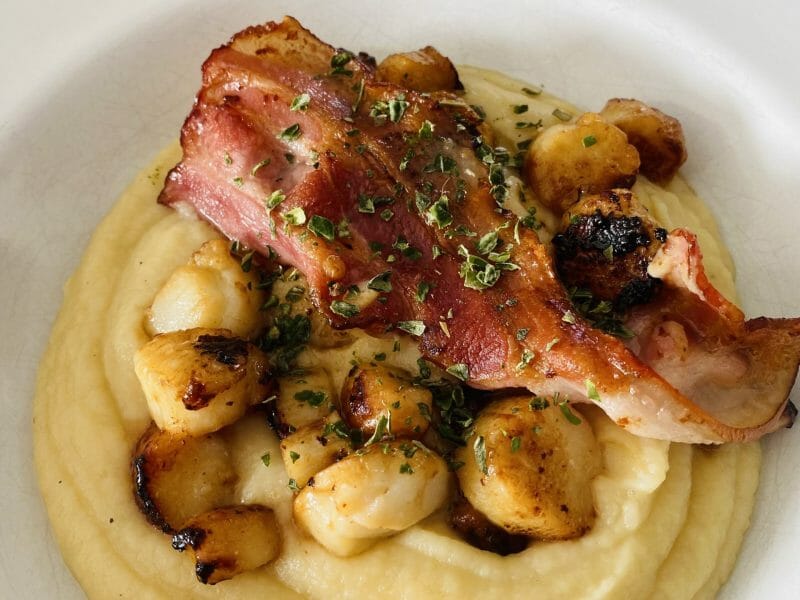 Cliquez pour zoomer ! Saint Jacques snackées sur purée de panais Thermomix par Sylvie