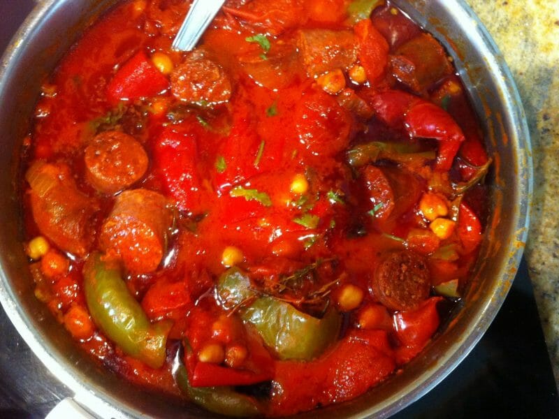 Cliquez pour zoomer ! Ragoût de pois chiches au chorizo et épinards Thermomix par enavantla