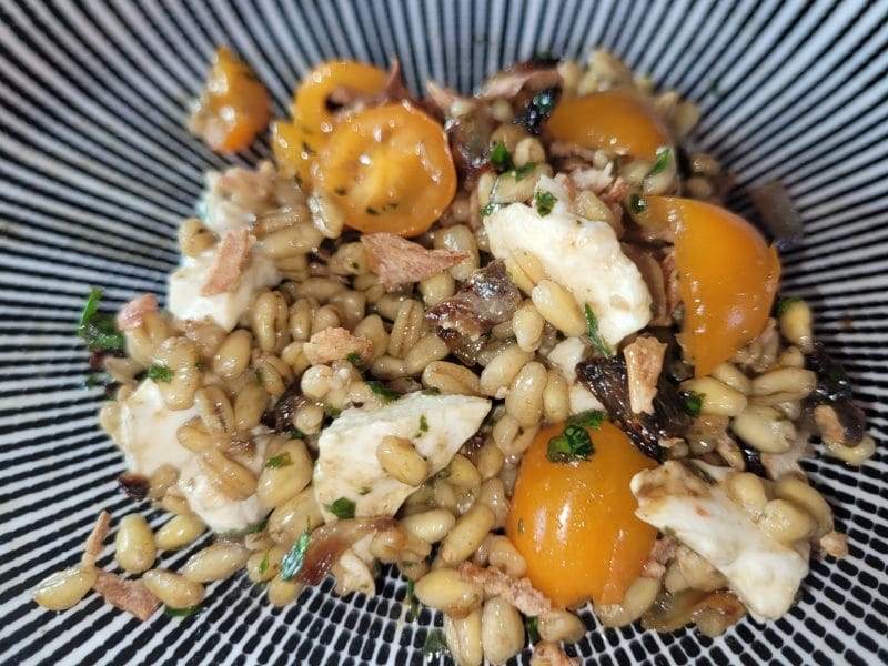 Cliquez pour zoomer ! Salade d’ebly, oignon caramélisé & mozzarella Thermomix par leeloo